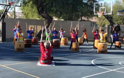 Taiko Drumming Performance with Grades 2-4