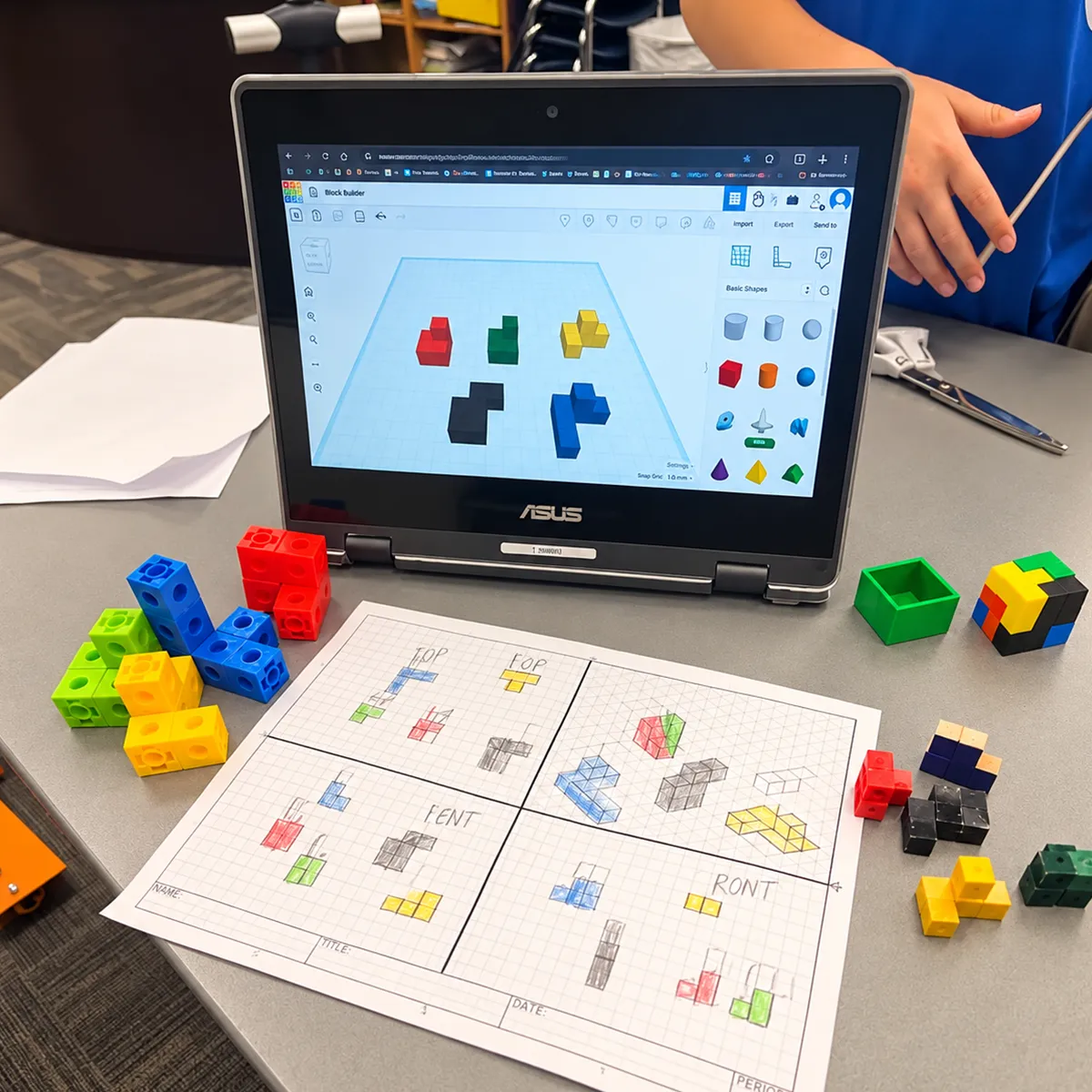 Summit School student explores 3D design and building during an after-school enrichment activity.